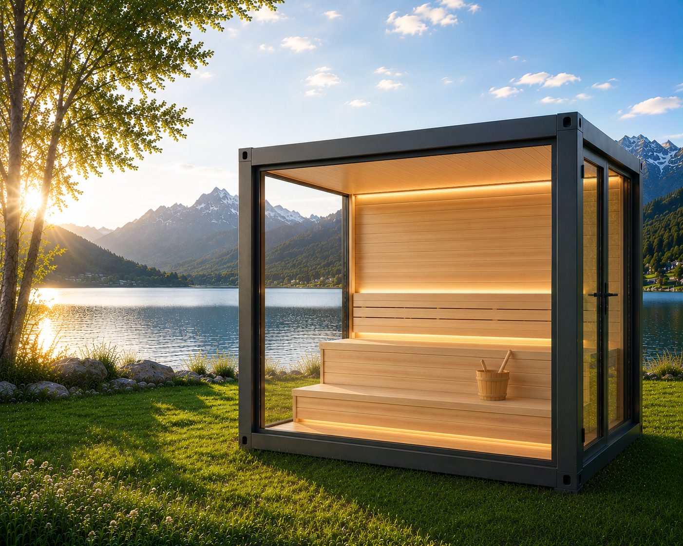 SAUNA CUBE 10 Fuß – Variante 1, KI-generierter Inhalt