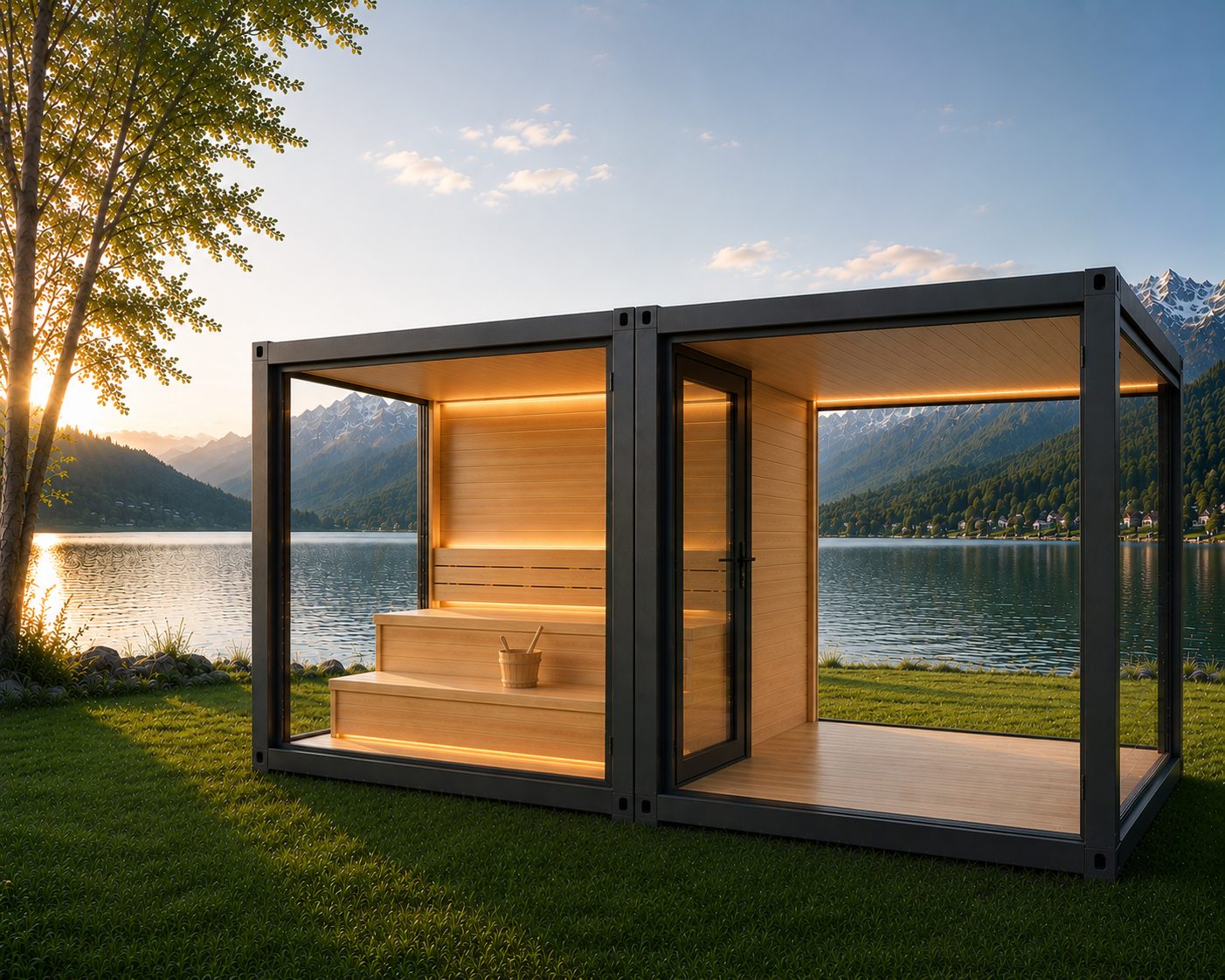 SAUNA CUBE 10 Fuß – Variante 2, KI-generierter Inhalt
